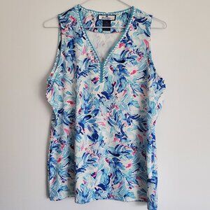 STELLA PARKER Women's Floral Sleeveless Golf Shirt Breathable Athletic Tank Top